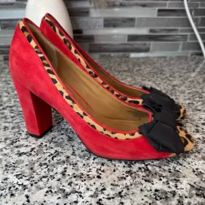 Isaac Mizrahi | Suede Leopard Print Bow Pumps Size 8