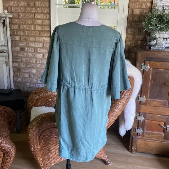 ISABEL ETOILE MARANT LUXURY DESIGNER LINEN BLEND DRAWSTRING DRESS 38 / MEDIUM