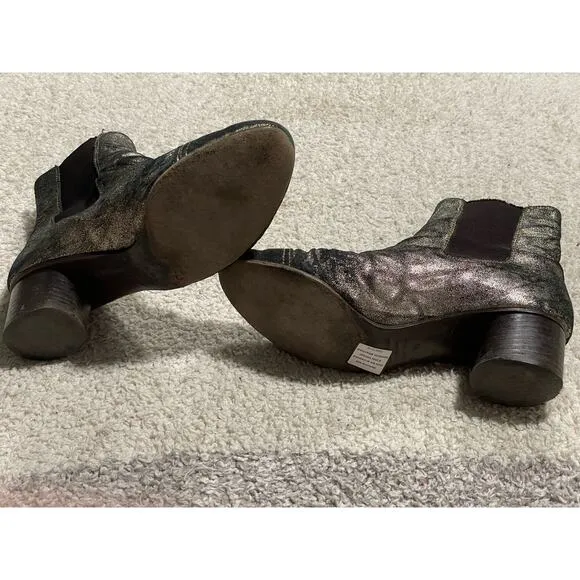 Isabel Marant Women's Size 36 Danae Ankle Leather Glittered Boots Silver