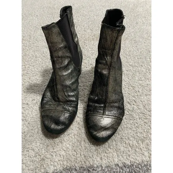 Isabel Marant Women's Size 36 Danae Ankle Leather Glittered Boots Silver
