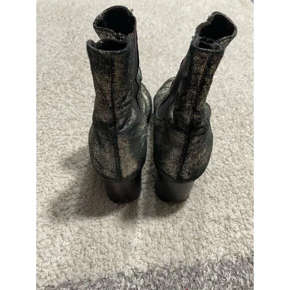 Isabel Marant Women's Size 36 Danae Ankle Leather Glittered Boots Silver