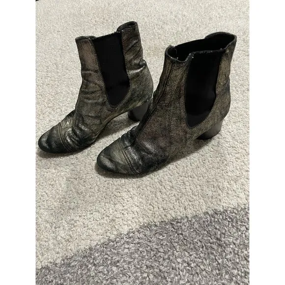 Isabel Marant Women's Size 36 Danae Ankle Leather Glittered Boots Silver