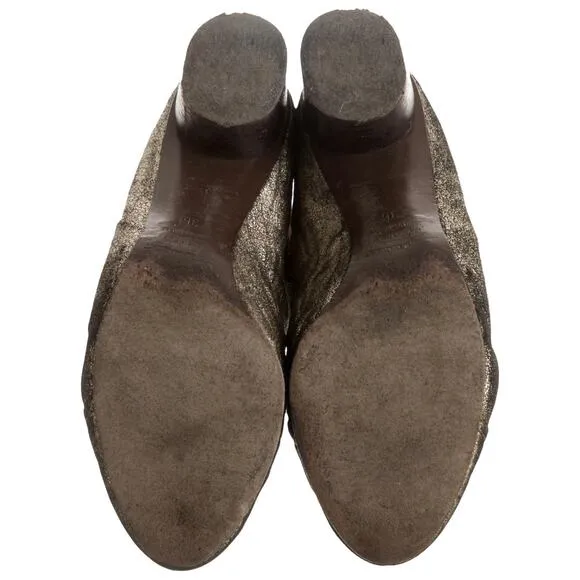 Isabel Marant Women's Size 36 Danae Ankle Leather Glittered Boots Silver