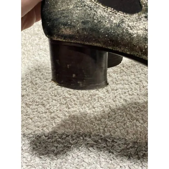 Isabel Marant Women's Size 36 Danae Ankle Leather Glittered Boots Silver