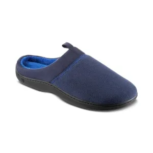 Isotoner Mens Jared Fleece Slip On Slide Slippers Navy 13-14 Medium (D)