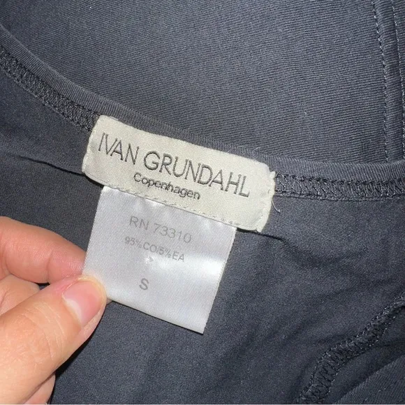 Ivan Grundahl Balloon Hem Dress Cotton Stretch Lagenlook Minimalist sz S