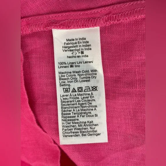 J. CREW $159 Button Back Pink 100% Linen Shift Dress Office Petite‎ Large New