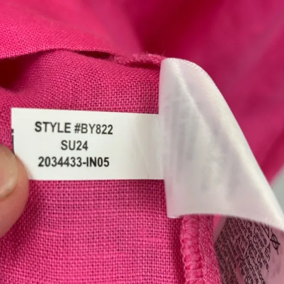 J. CREW $159 Button Back Pink 100% Linen Shift Dress Office Petite‎ Large New