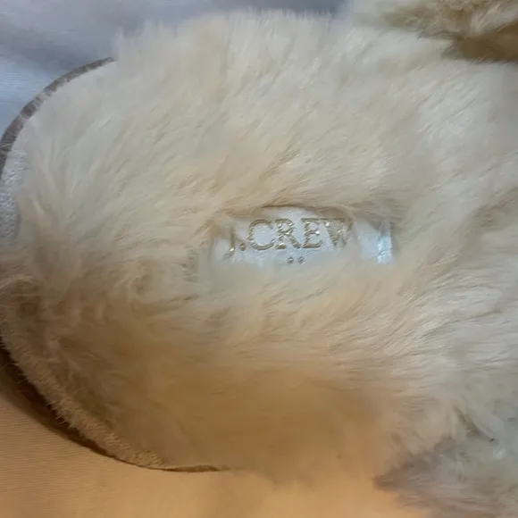 J. CREW Cozy Blue Cable Knit Slippers with Faux Fur