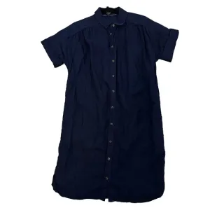 J Crew Dress XS Baird McNutt Irish Linen Shirt Button Navy‎ Blue Midi Minimalist
