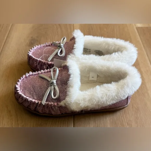 J. Crew Girls' Glitter Moccasin slippers - BS628 - Size 1 - NWT