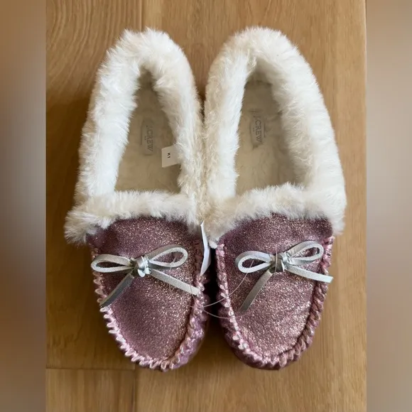 J. Crew Girls' Glitter Moccasin slippers - BS628 - Size 1 - NWT