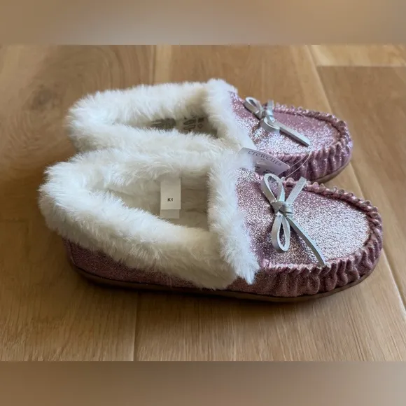 J. Crew Girls' Glitter Moccasin slippers - BS628 - Size 1 - NWT