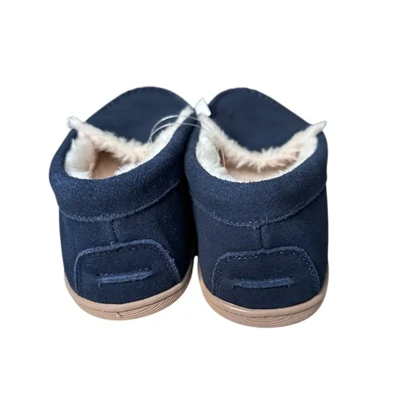 J. Crew Men’s Suede Scuff Slippers in Vintage Indigo Suede Faux Fur Size 11 NWT