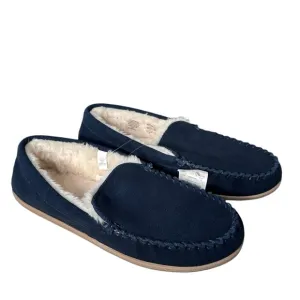 J. Crew Men’s Suede Scuff Slippers in Vintage Indigo Suede Faux Fur Size 11 NWT