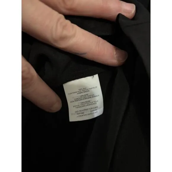 J. Crew Midi Dress 100% Silk Black Tie Back Size 2 Minimalist Classy Capsule
