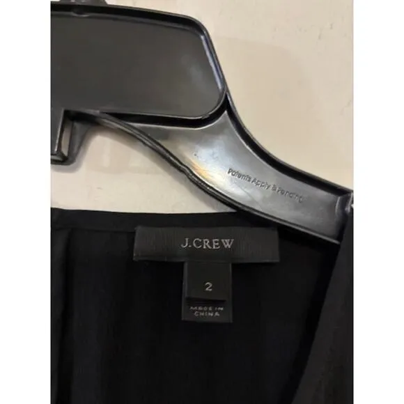 J. Crew Midi Dress 100% Silk Black Tie Back Size 2 Minimalist Classy Capsule