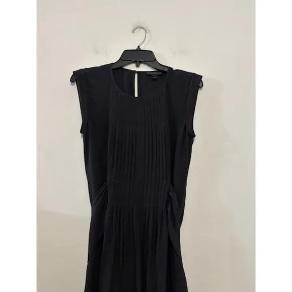 J. Crew Midi Dress 100% Silk Black Tie Back Size 2 Minimalist Classy Capsule