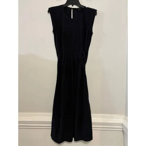 J. Crew Midi Dress 100% Silk Black Tie Back Size 2 Minimalist Classy Capsule