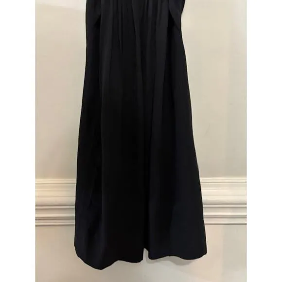 J. Crew Midi Dress 100% Silk Black Tie Back Size 2 Minimalist Classy Capsule