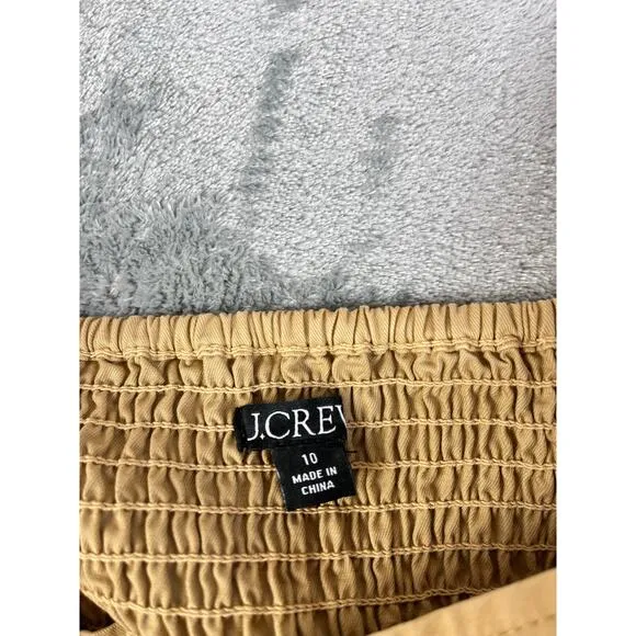 J Crew Pleated A Line Chino Dress 10 Smocked Preppy Minimalist Neutral
