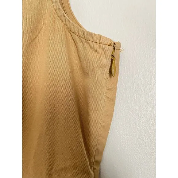 J Crew Pleated A Line Chino Dress 10 Smocked Preppy Minimalist Neutral