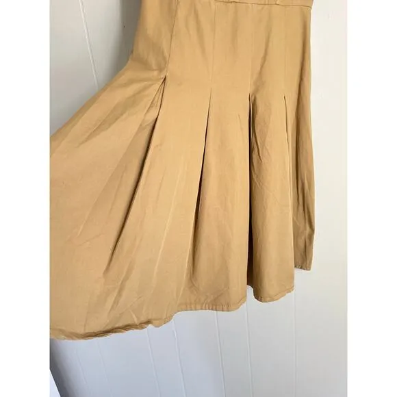 J Crew Pleated A Line Chino Dress 10 Smocked Preppy Minimalist Neutral