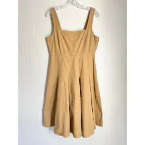 J Crew Pleated A Line Chino Dress 10 Smocked Preppy Minimalist Neutral