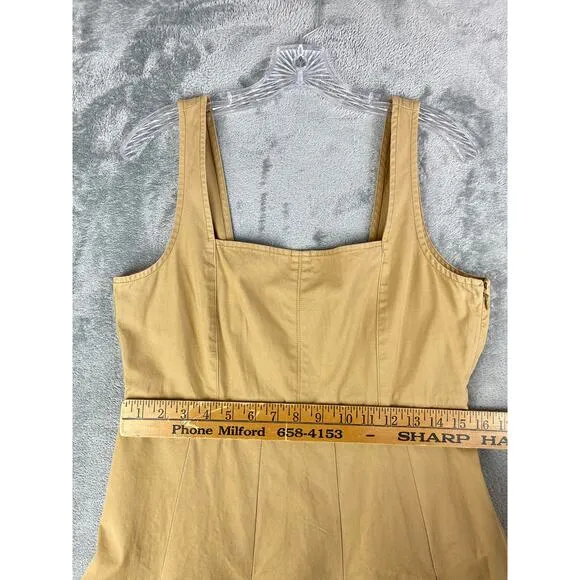 J Crew Pleated A Line Chino Dress 10 Smocked Preppy Minimalist Neutral