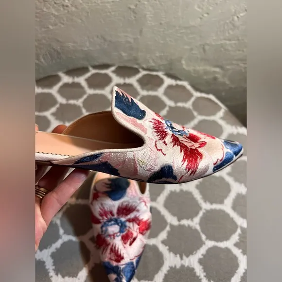 J. Crew Red and Blue Flats with Vibrant Pattern