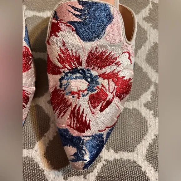 J. Crew Red and Blue Flats with Vibrant Pattern