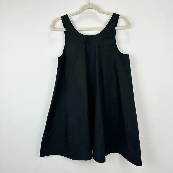 J. Crew Scoopneck Shift Mini Swing Dress Cotton Poplin Black Minimalist M NWT