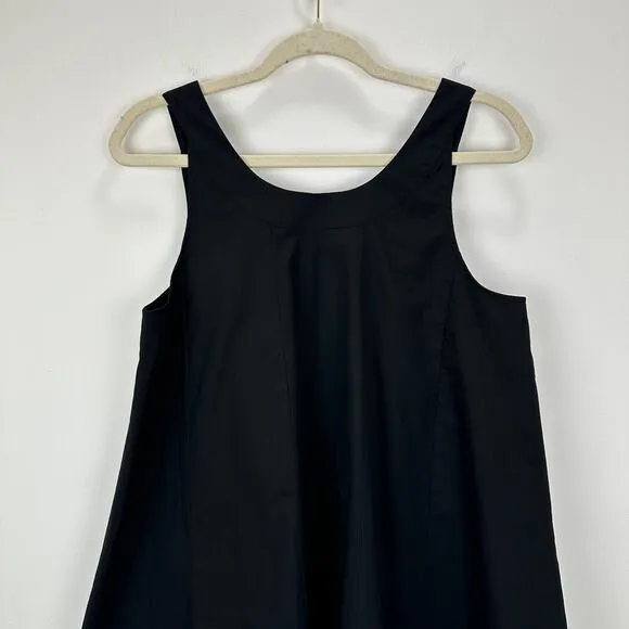 J. Crew Scoopneck Shift Mini Swing Dress Cotton Poplin Black Minimalist M NWT
