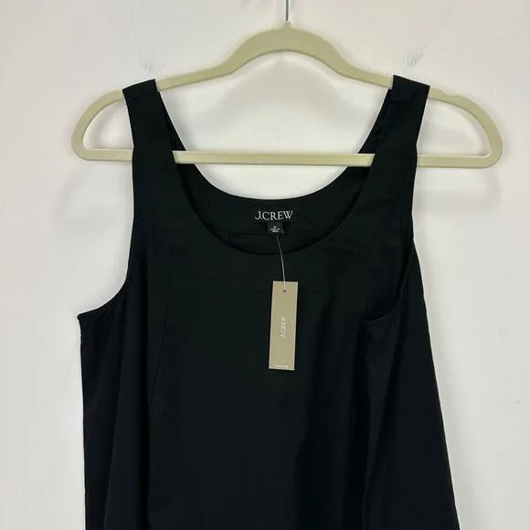 J. Crew Scoopneck Shift Mini Swing Dress Cotton Poplin Black Minimalist M NWT