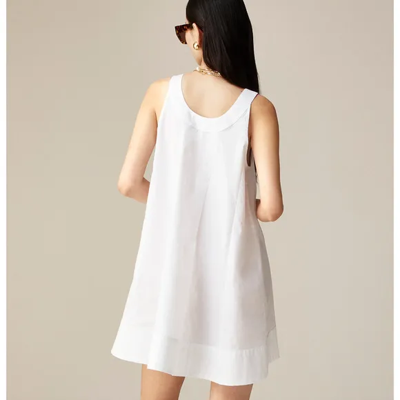 J. Crew Scoopneck Shift Mini Swing Dress Cotton Poplin Black Minimalist M NWT