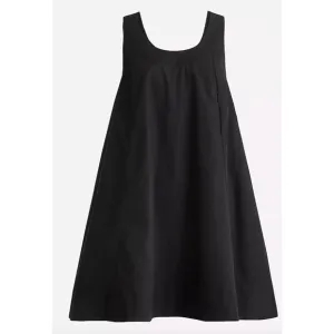 J. Crew Scoopneck Shift Mini Swing Dress Cotton Poplin Black Minimalist M NWT