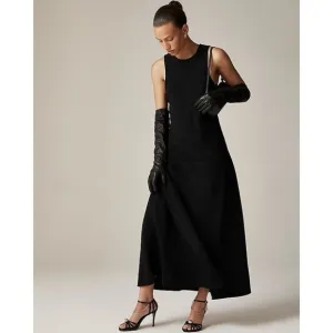 J Crew Womens Dress Sz 8 Black Drapey Crepe Long A-line Maxi Minimalist LBD