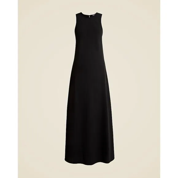 J Crew Womens Dress Sz 8 Black Drapey Crepe Long A-line Maxi Minimalist LBD