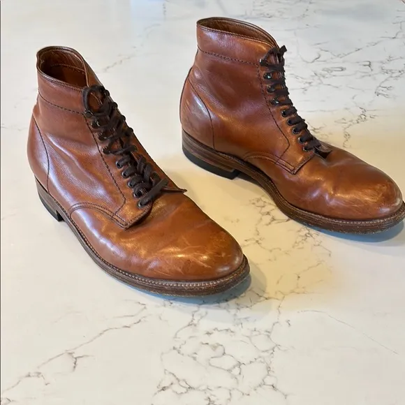 J Crew/Alder Brown Leather Wing-Tip Ankle Boots