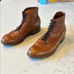 J Crew/Alder Brown Leather Wing-Tip Ankle Boots
