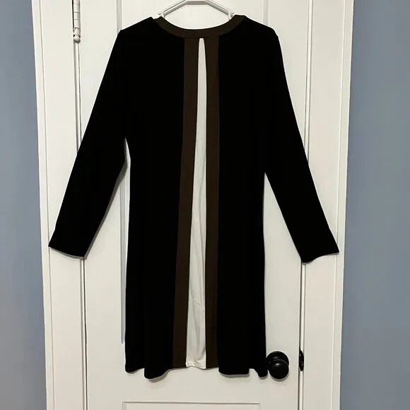 J. Jill Wearever black brown midi dress size medium neutral lagenlook minimalist