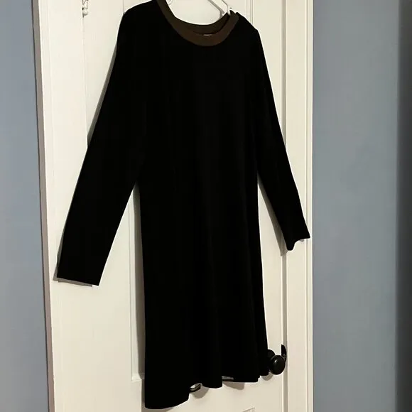 J. Jill Wearever black brown midi dress size medium neutral lagenlook minimalist