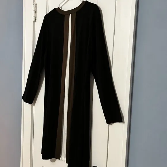 J. Jill Wearever black brown midi dress size medium neutral lagenlook minimalist