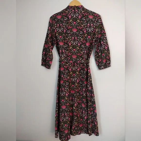 J. McLaughlin Womens Annabelle Floral Manor Shirt‎ Silk Cotton Blend Dress