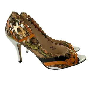 J. Renee Bailee Peep Toe Cut Out Mixed Print Snake Skin Pump Heel Shoes