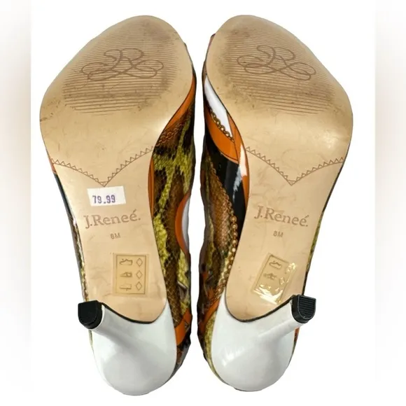 J. Renee Bailee Peep Toe Cut Out Mixed Print Snake Skin Pump Heel Shoes