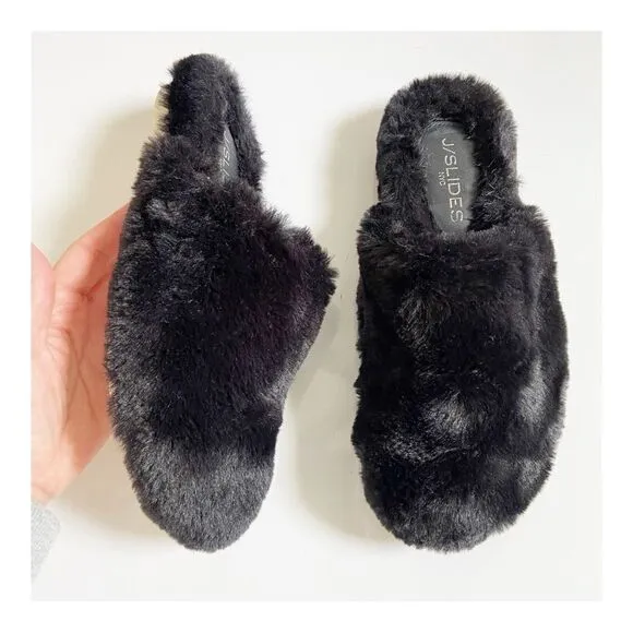 J Slides Scarlett Faux Fur Slippers size 7