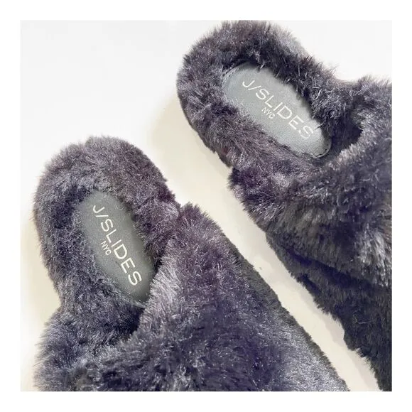 J Slides Scarlett Faux Fur Slippers size 7