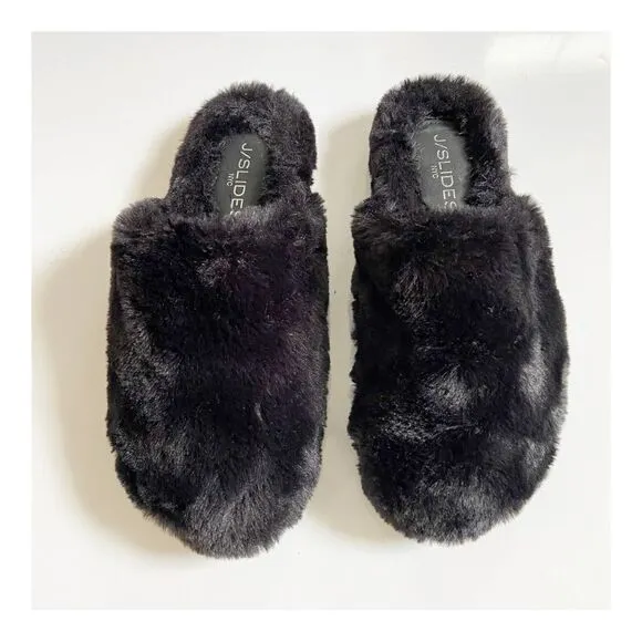 J Slides Scarlett Faux Fur Slippers size 7