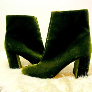 Jaggar Green Velvet Women's Ankle Boots Sz-7